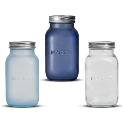 Mason jar magical butter premium quality infusion set of 3 glass jars with airtight lids for storage and canning.